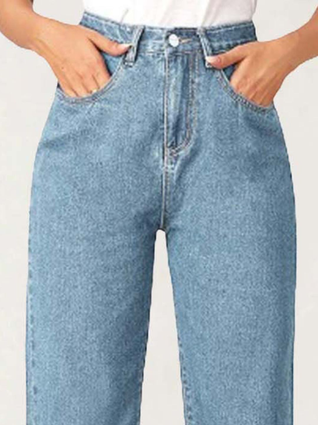 Kotty Women Straight Fit High-Rise Clean Look Stretchable Cotton Jeans