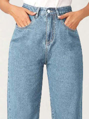 Kotty Women Straight Fit High-Rise Clean Look Stretchable Cotton Jeans