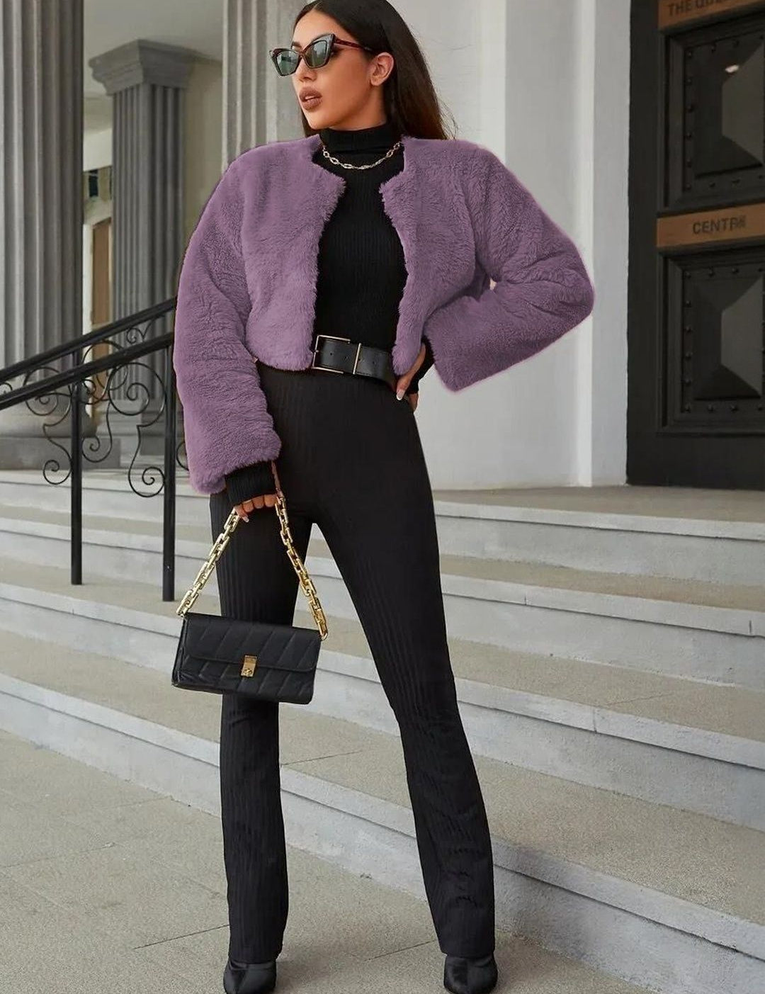 Kotty Women Collarless Self Design Open Front Jacket