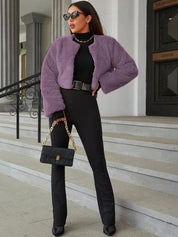 Kotty Women Collarless Self Design Open Front Jacket