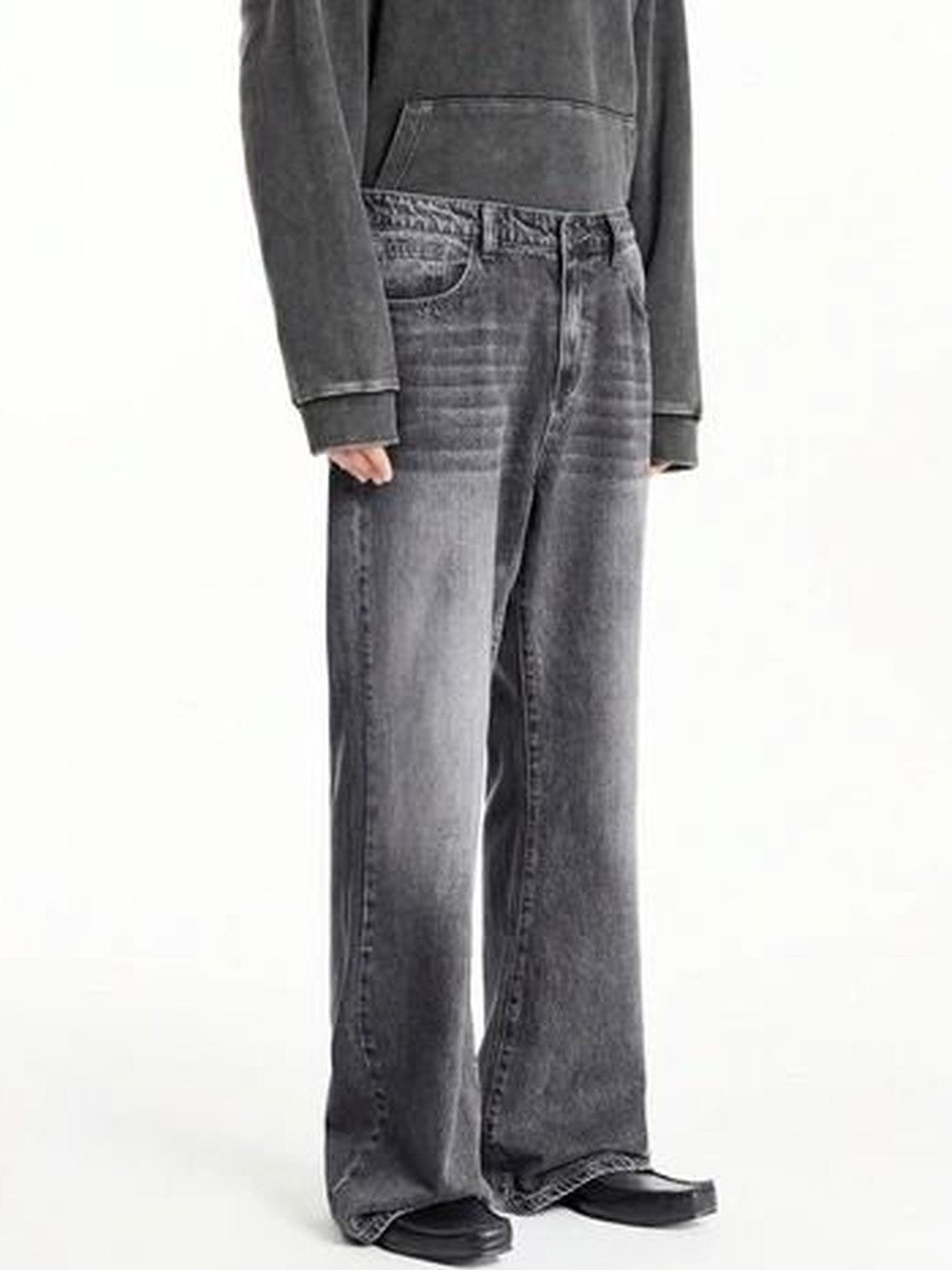 Kotty Men Wide Leg Low-Rise Light Fade Stretchable Jeans