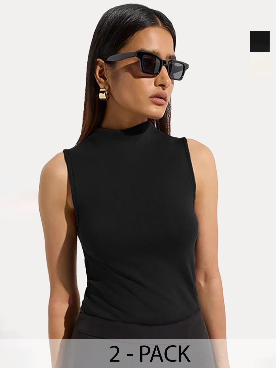 Kotty Women Pack of 2 High Neck Sleeveless Top