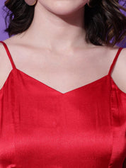 Kotty Women Solid Shoulder Straps Fit & Flare Midi Dress