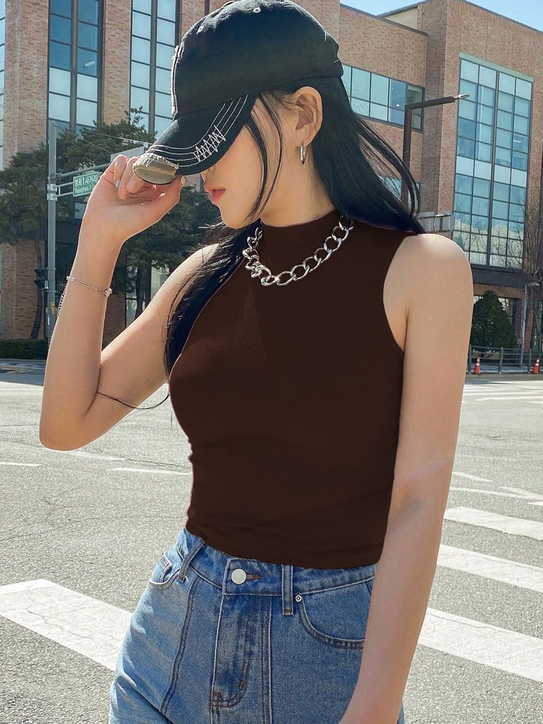 Kotty Women Solid High Neck Top