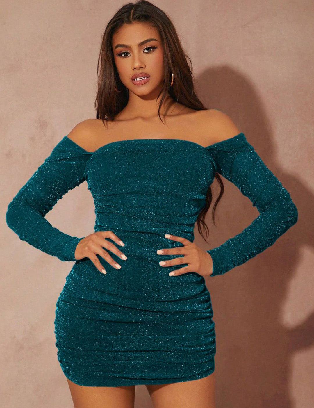 Kotty Embellished Off-Shoulder Bodycon Mini Dress
