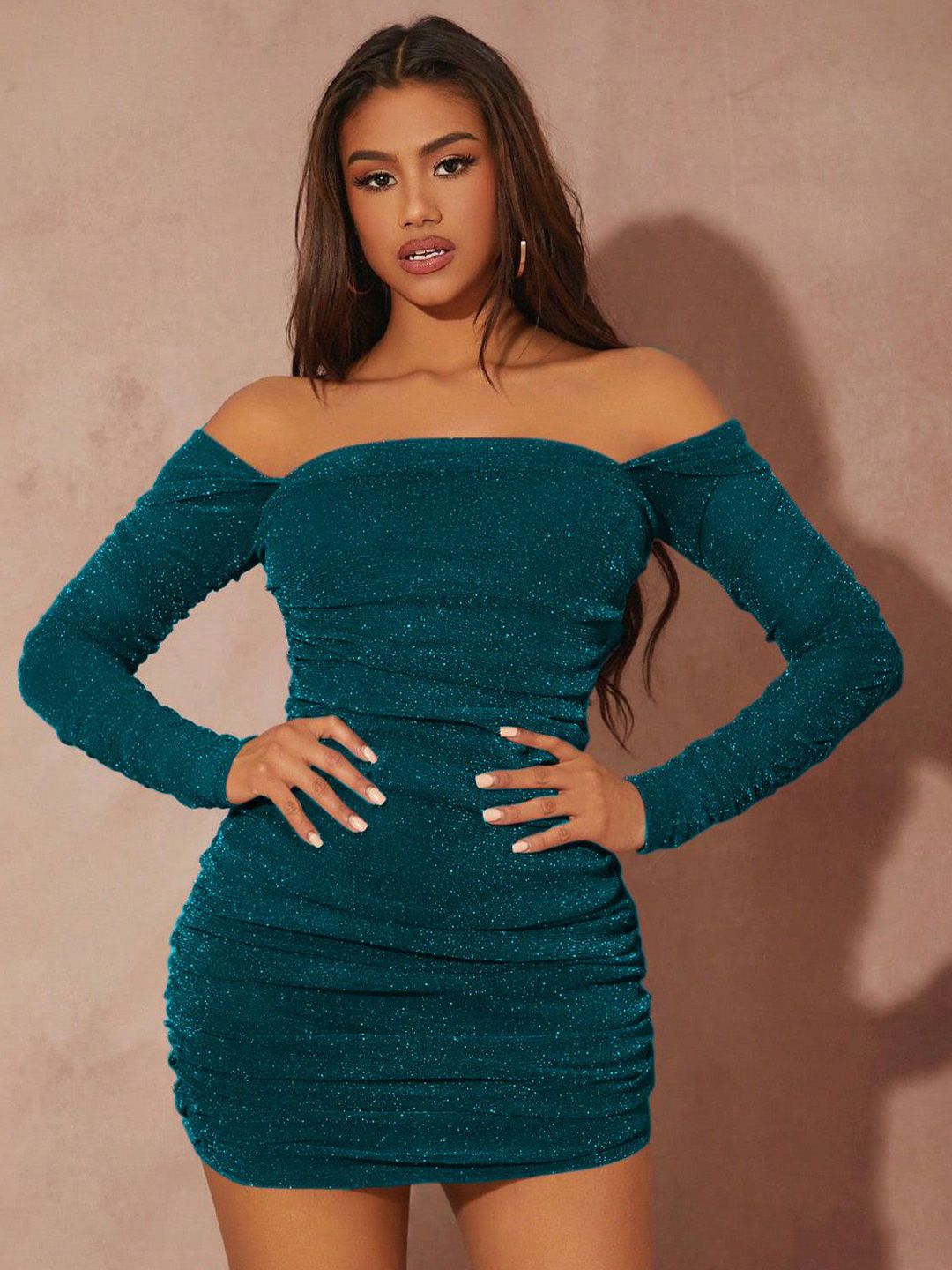 Kotty Embellished Off-Shoulder Bodycon Mini Dress