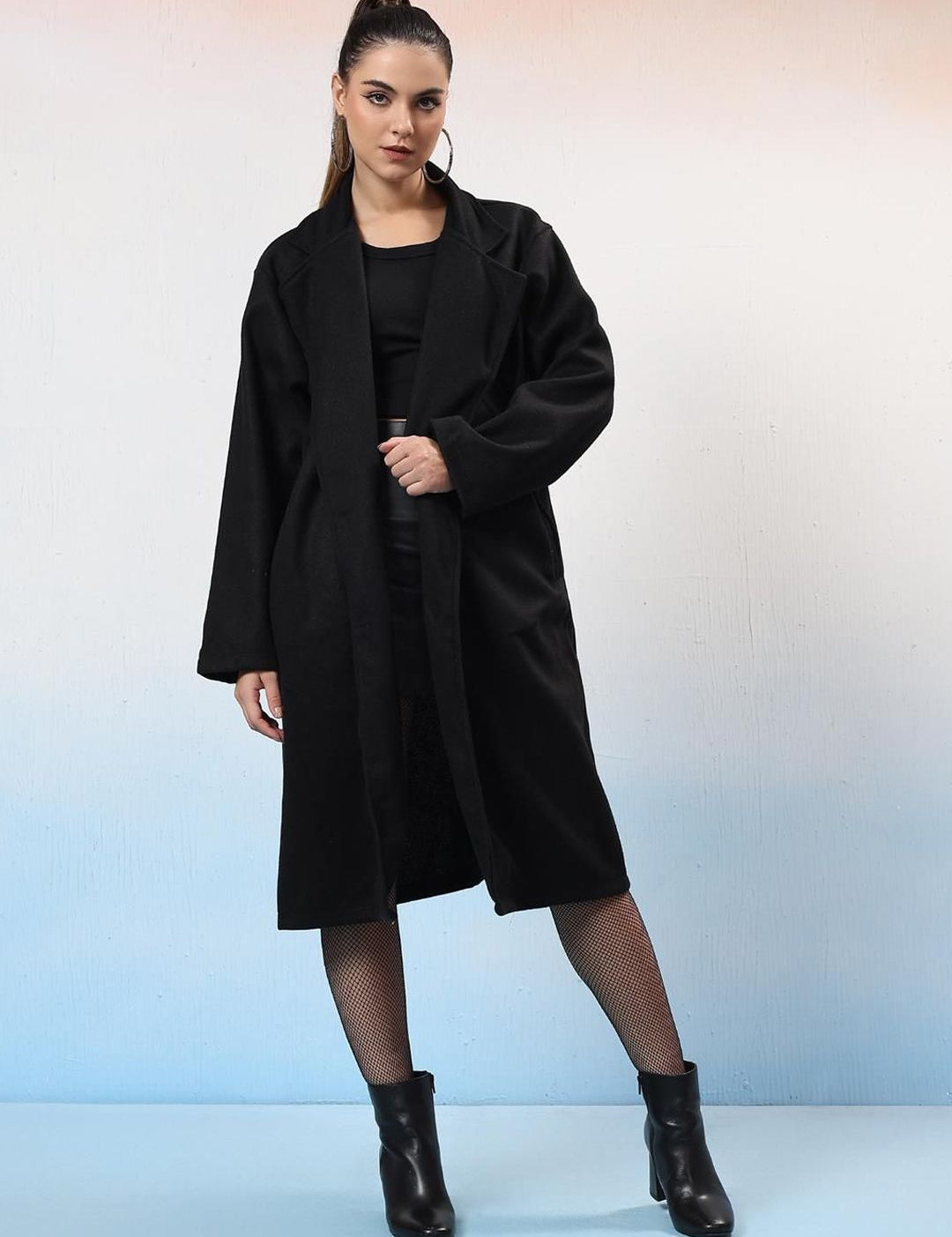 Kotty Women Notched Lapel Single-Breasted Overcoat