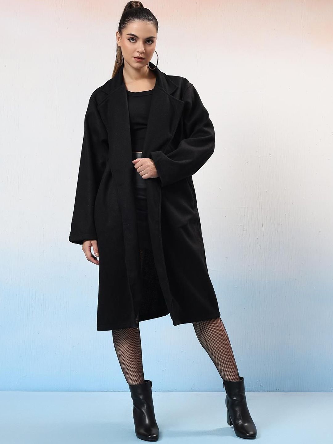 Kotty Women Notched Lapel Single-Breasted Overcoat