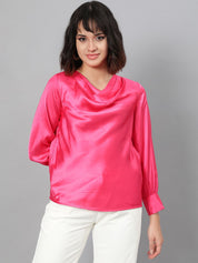 Kotty Women Cowl Neck Satin Top