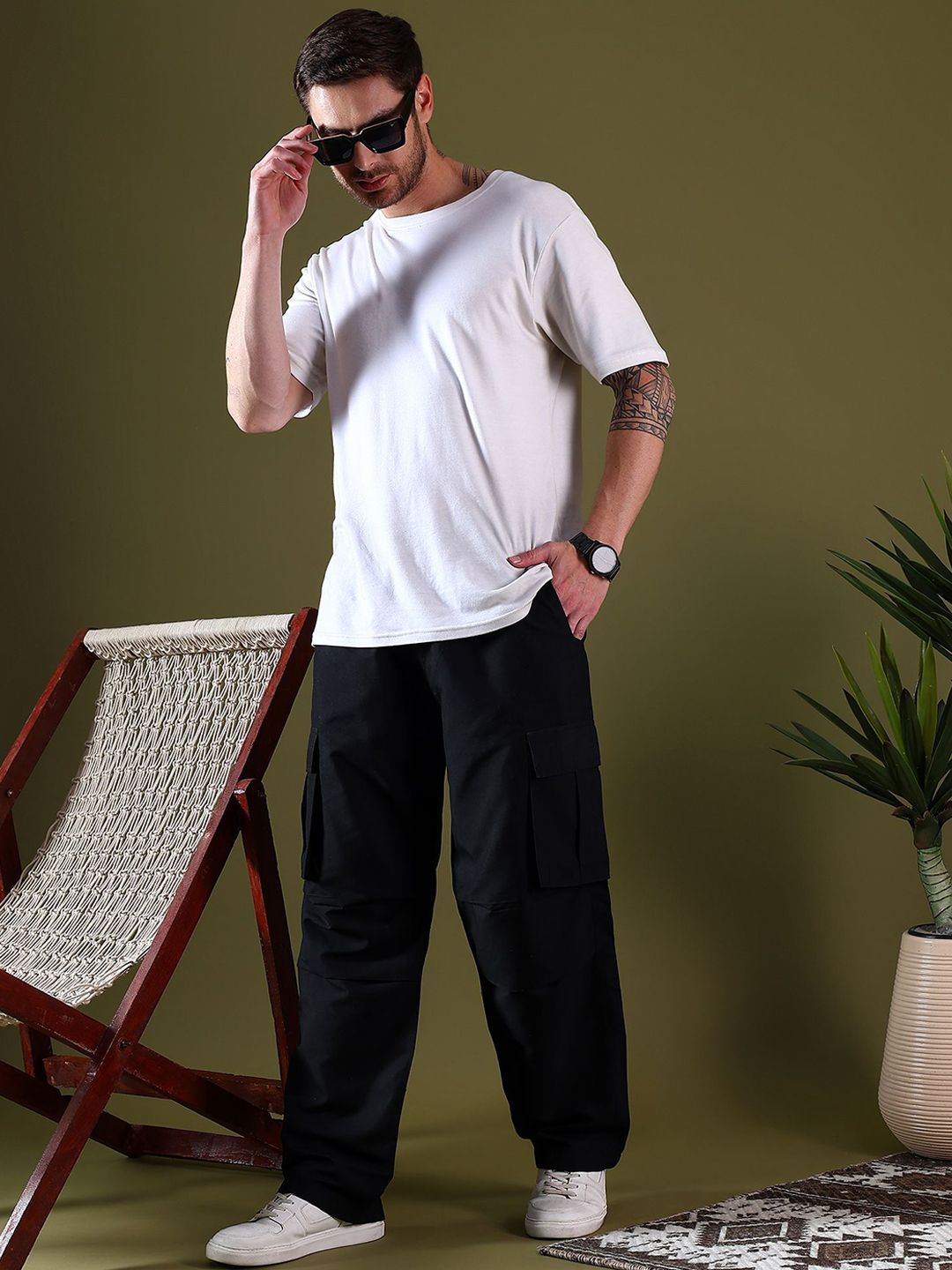 Kotty Men Relaxed Easy Wash Cargos Trousers