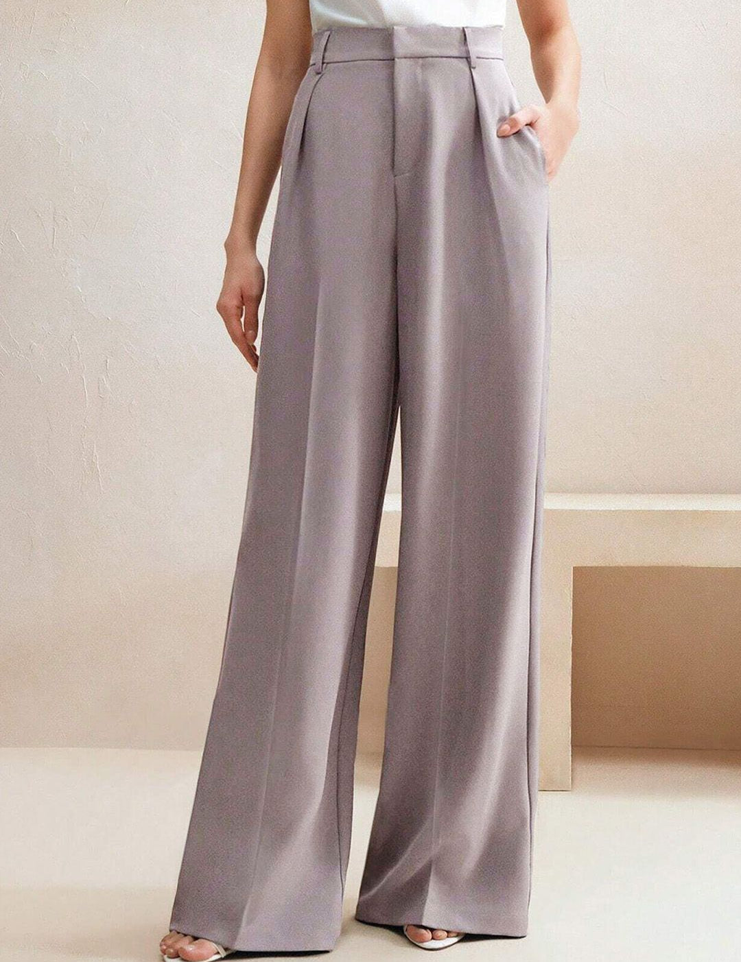 Kotty Women Wide Leg High-Rise Easy Wash Pleated Trousers