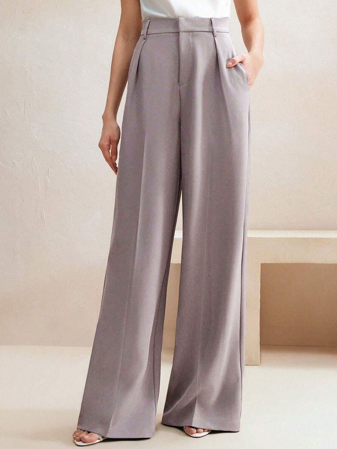 Kotty Women Wide Leg High-Rise Easy Wash Pleated Trousers