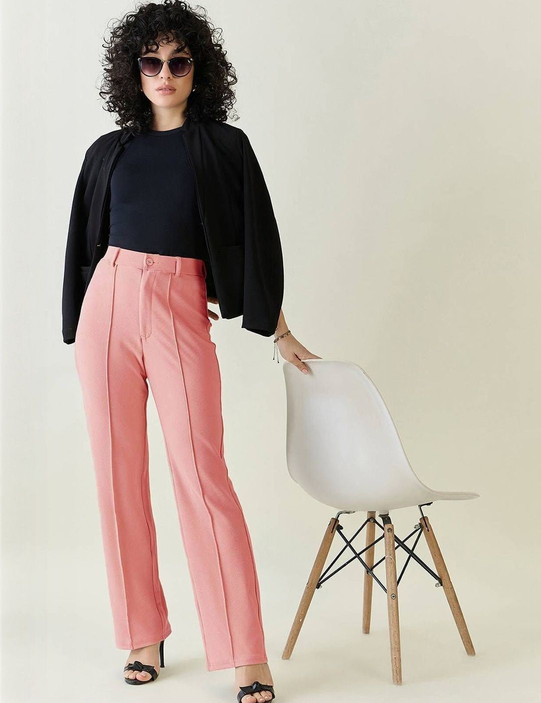 Kotty Women Straight Fit High-Rise Pleated Trousers