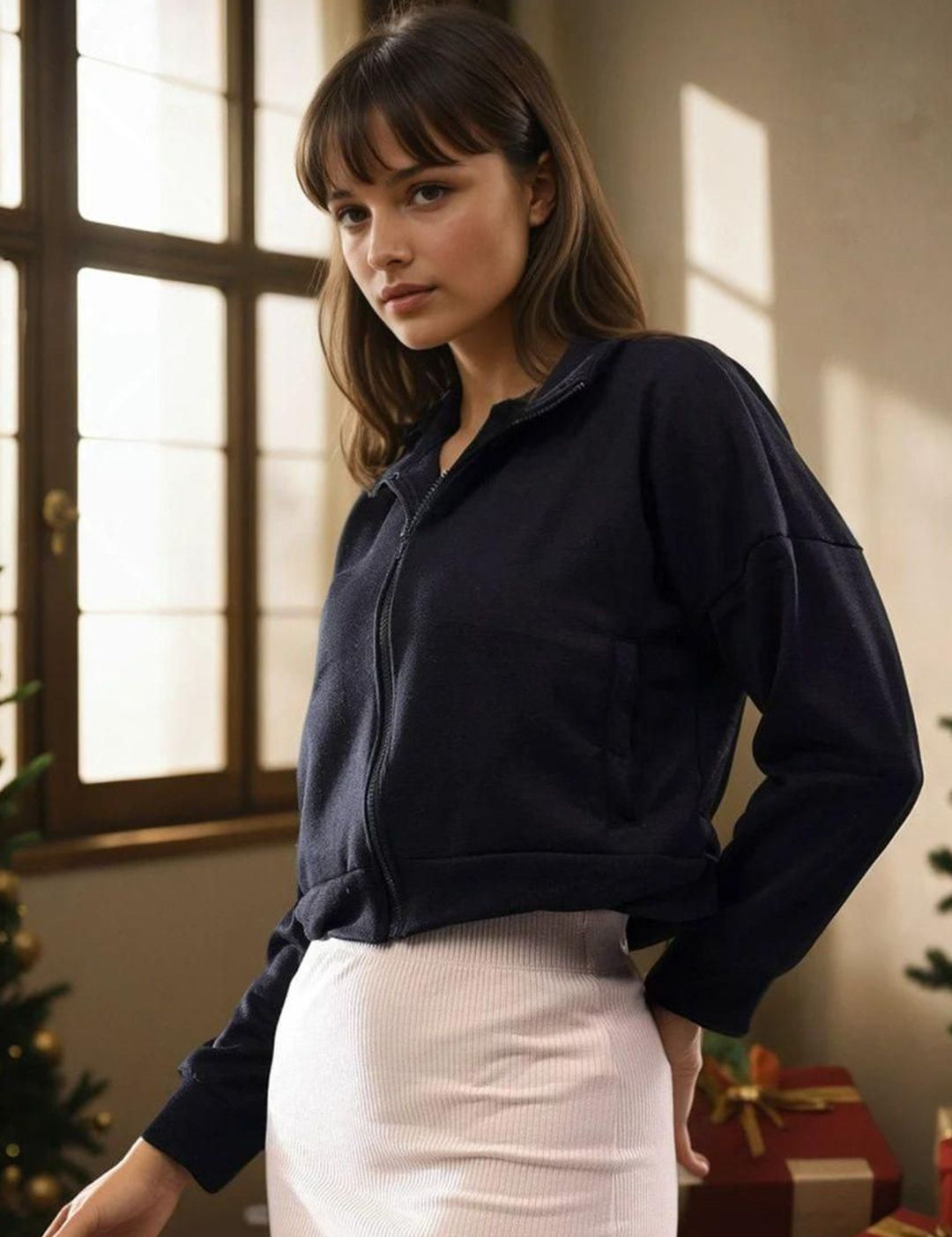 Kotty Women High Neck Long Sleeves Sweatshirt