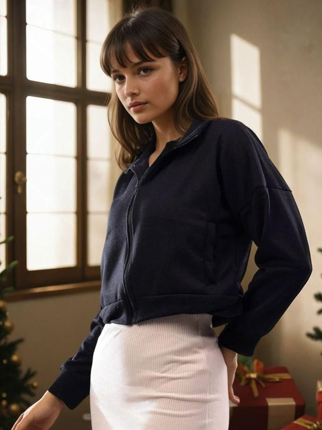 Kotty Women High Neck Long Sleeves Sweatshirt