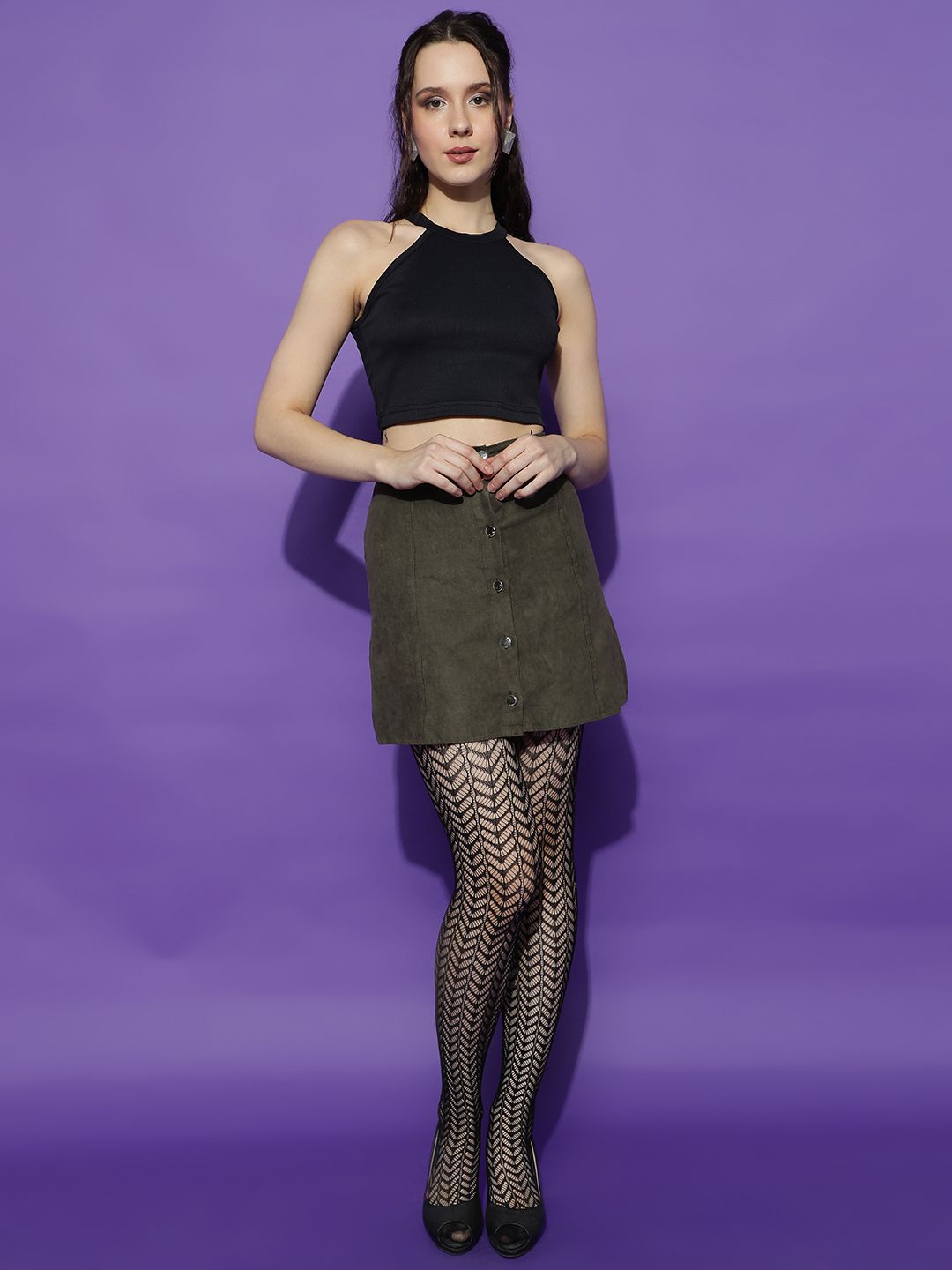 Kotty Women Solid Halter Neck Cotton Top