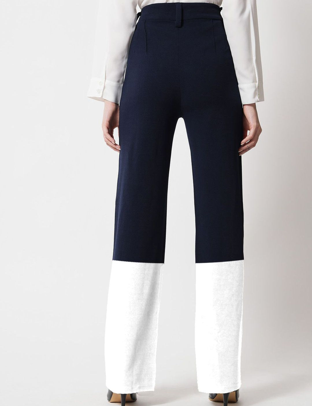 Kotty Women Colourblocked  Regular Fit High-Rise Easy Wash Flat-Front Trousers