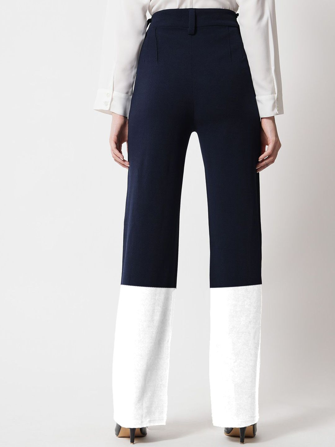 Kotty Women Colourblocked  Regular Fit High-Rise Easy Wash Flat-Front Trousers