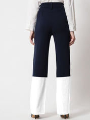 Kotty Women Colourblocked  Regular Fit High-Rise Easy Wash Flat-Front Trousers