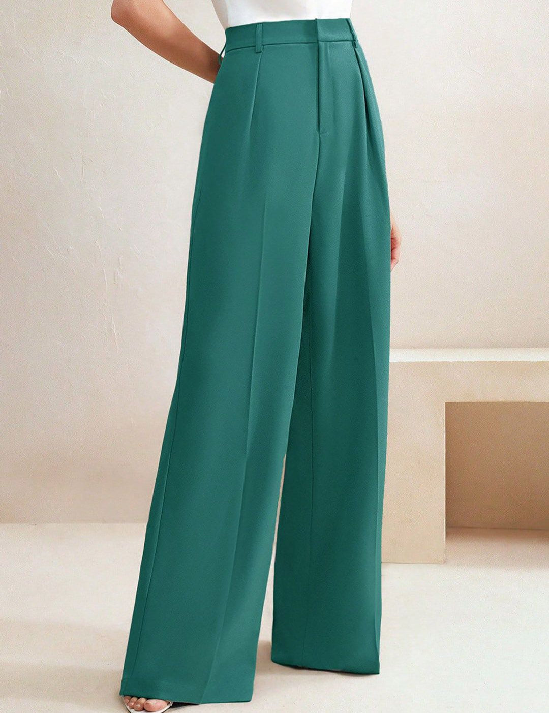 Kotty Women High-Rise Easy Wash Pleated Wide Leg Trousers
