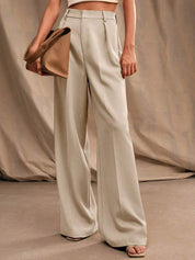 Kotty Women Relaxed Straight Fit High-Rise Pleated Wide Leg Trousers