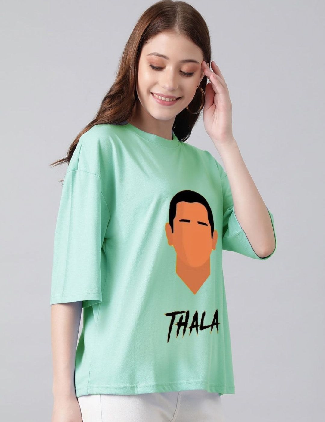 Kotty Women Graphic Printed Round Neck Cotton Oversized T-shirt