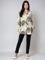 Kotty Women Spread Collar Floral Printed Cotton Casual Shirt