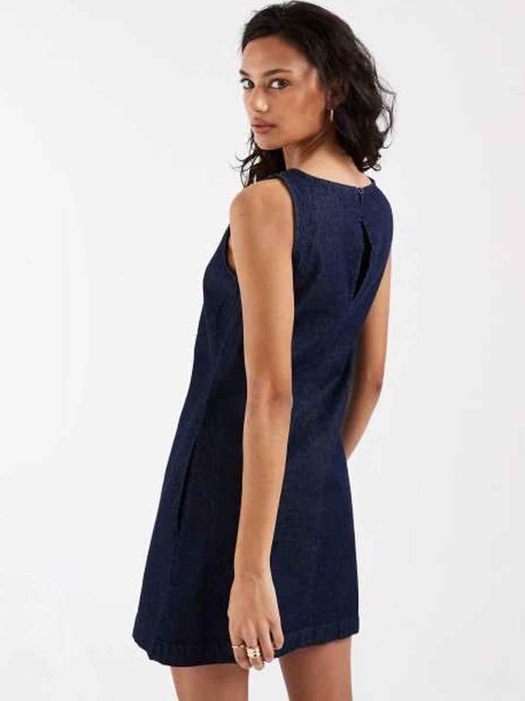 Kotty Women Blue Denim Sleeveless Shift Dress