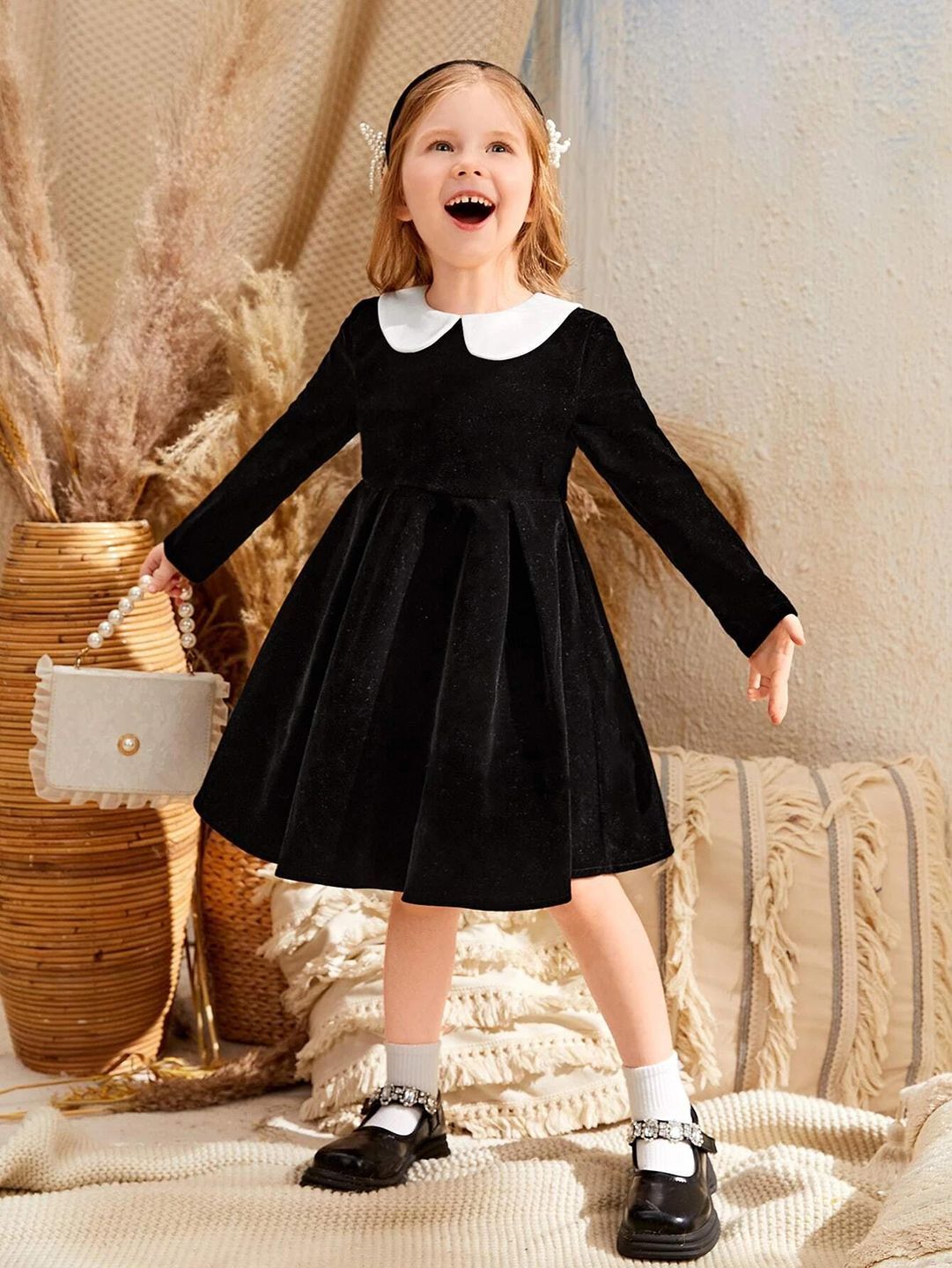 Kotty Peter Pan Collar Fit & Flare Midi Dress