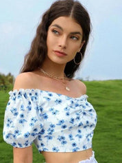 Kotty Women Floral Off-Shoulder Crop Top