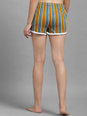 Kotty Women Striped Mid-Rise Cotton Lounge Shorts