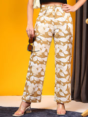 Kotty Women Relaxed Straight Leg Straight Fit Mid-Rise Easy Wash Trousers