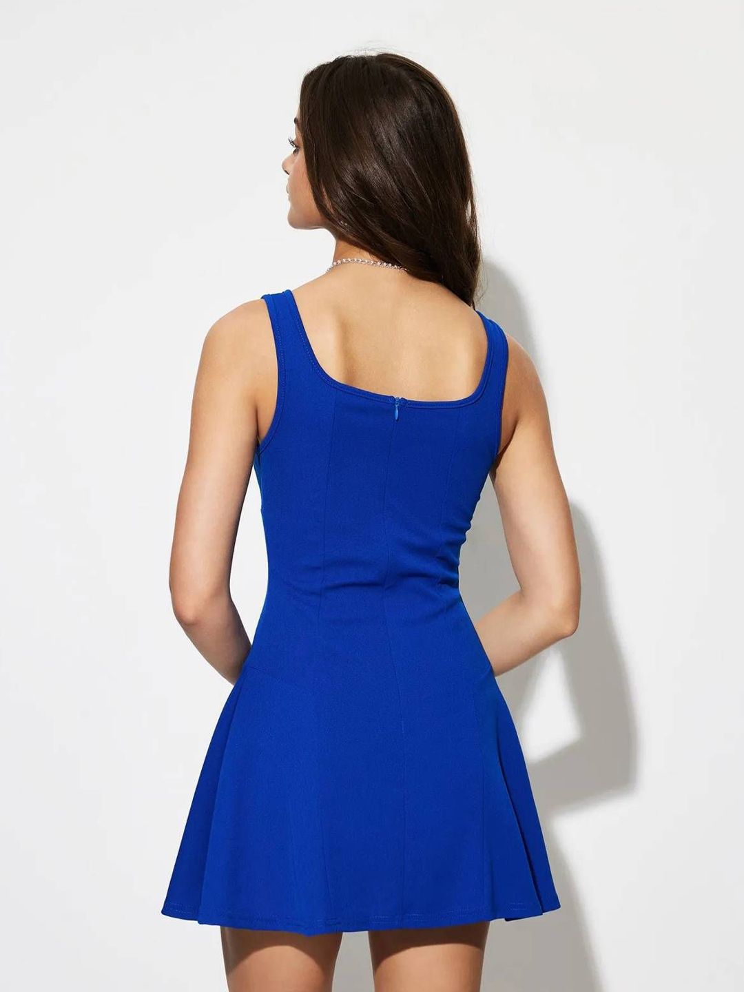 Kotty Women Square Neck Shoulder Straps Fit & Flare Dress