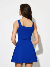 Kotty Women Square Neck Shoulder Straps Fit & Flare Dress