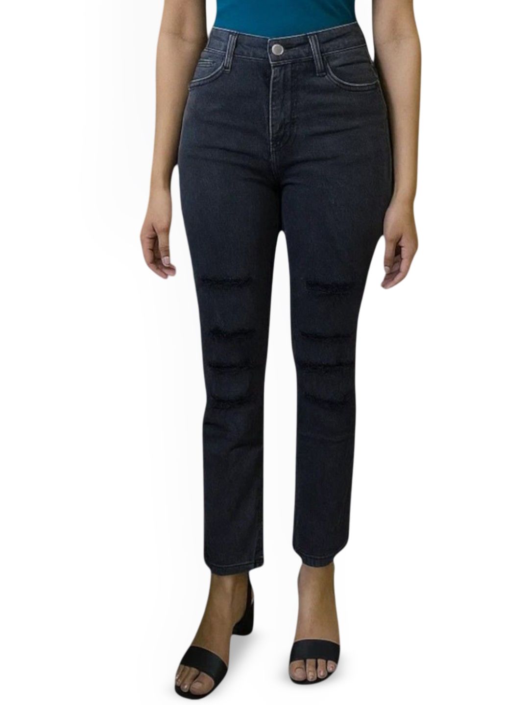 Kotty Women Skinny Fit High-Rise Mildly Distressed Light Fade Cotton Stretchable Jeans