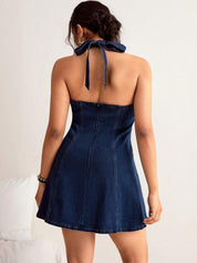 Kotty Women's Kotty women blue halter neck denim A-line mini dress