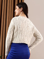 Kotty Women Cable Knit Crop Pullover