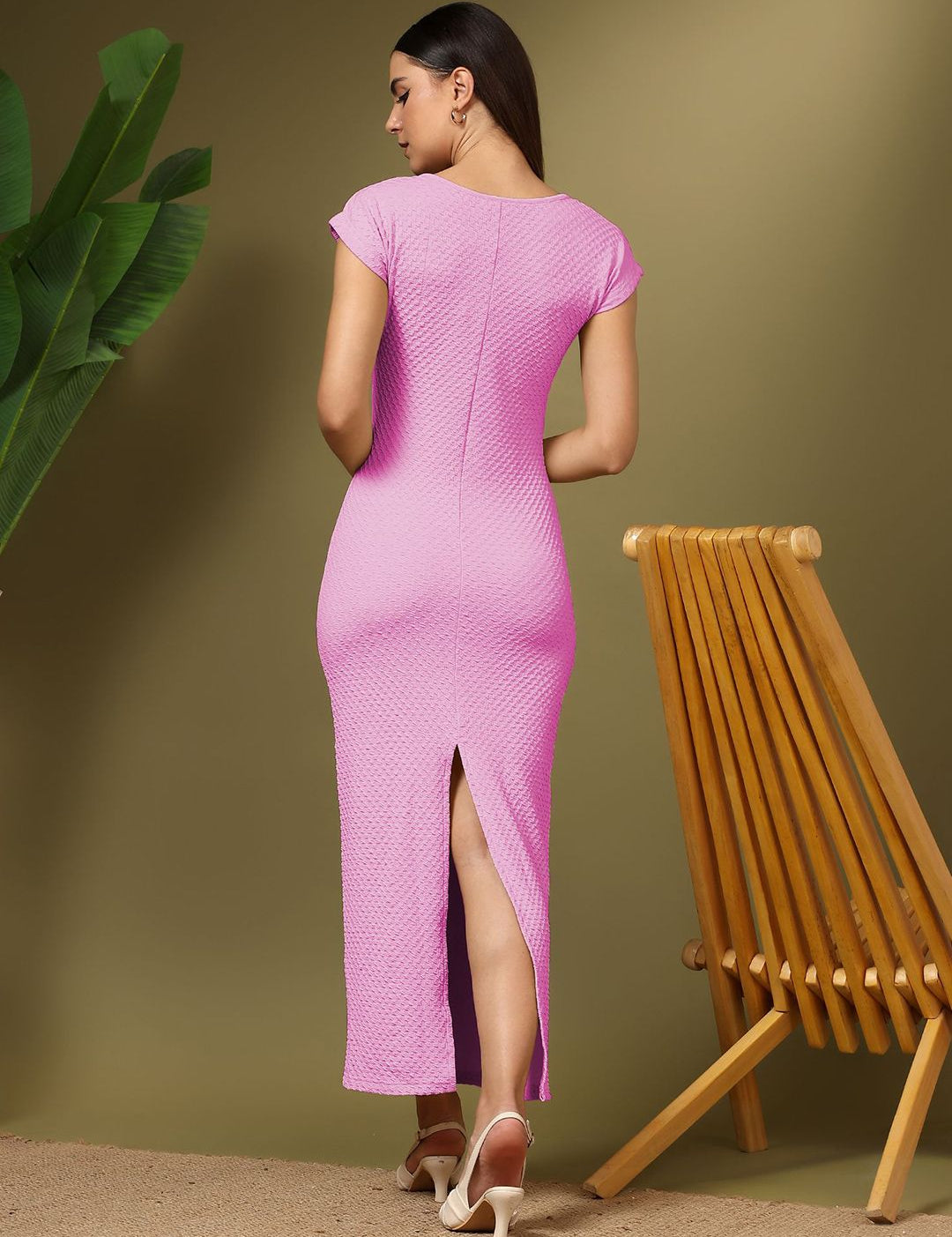 Kotty Women Self Design Keyhole Neck Maxi Dress