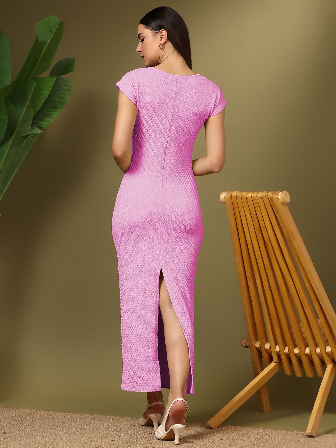 Kotty Women Self Design Keyhole Neck Maxi Dress