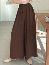 Kotty Women Relaxed Straight Leg Loose Fit High-Rise Wrinkle Free Trousers