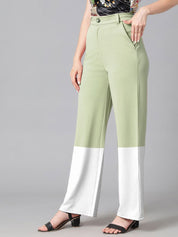 Kotty Women Colourblocked High-Rise Pleated Regular Trousers