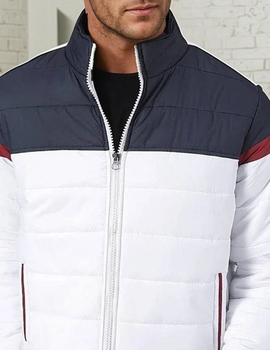 Kotty Men Mock Collar Colourblocked Puffer Jacket