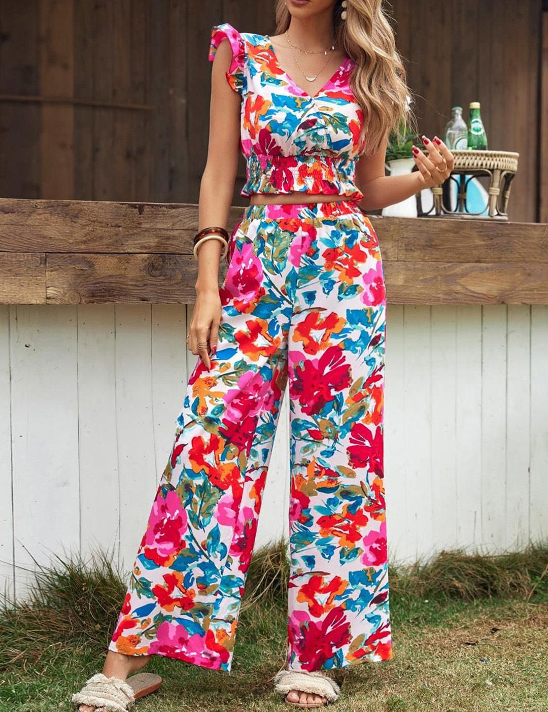 Kotty Floral Printed Top With Trouser 