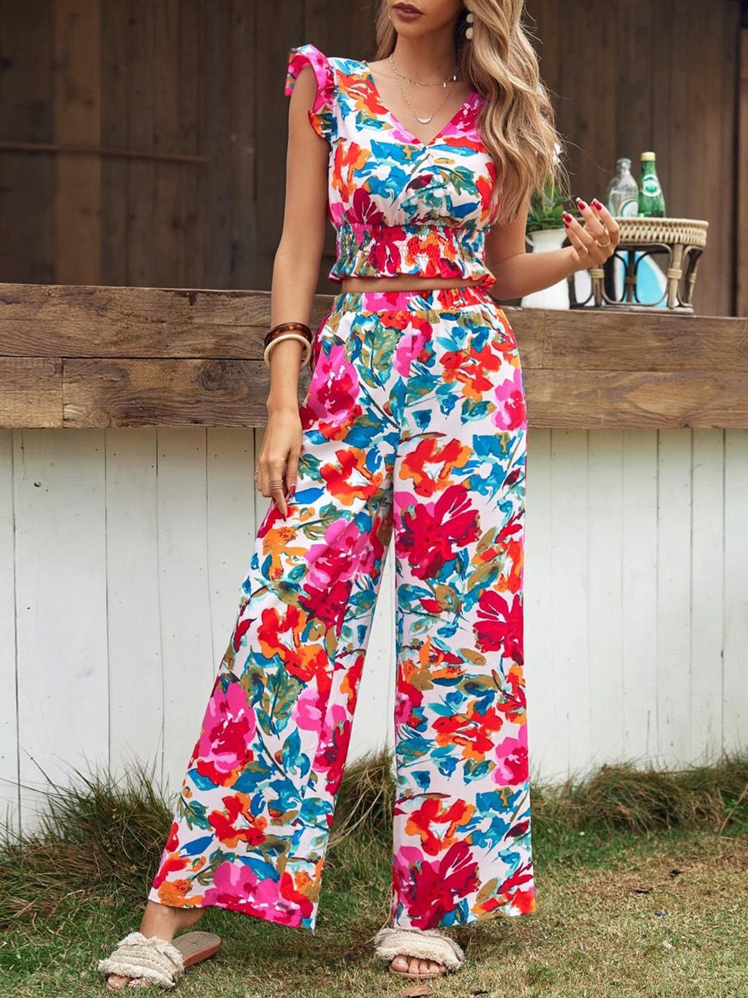 Kotty Floral Printed Top With Trouser 