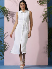 Kotty Women Sleeveless Midi Shirt Dress