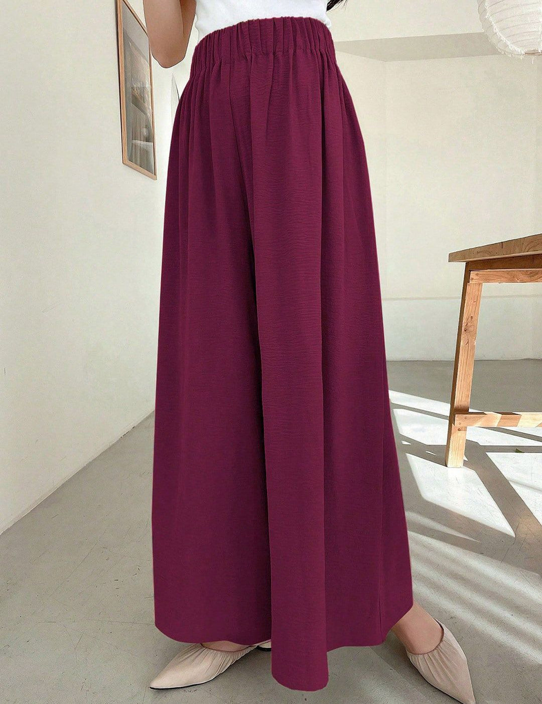 Kotty Women Relaxed Straight Leg Wide Leg High-Rise Wrinkle Free Trousers