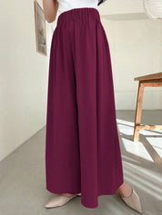 Kotty Women Relaxed Straight Leg Wide Leg High-Rise Wrinkle Free Trousers