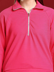 Kotty Women Shirt Collar Full Sleeve Sweatshirt