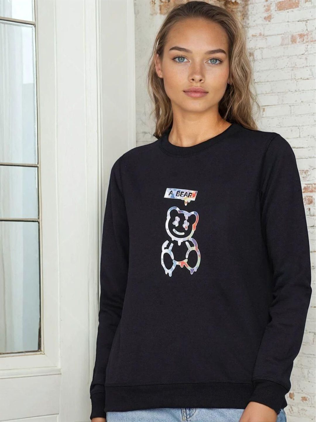 Kotty Women Graphic Printed Round Neck Full Sleeve Pullover Sweatshirt