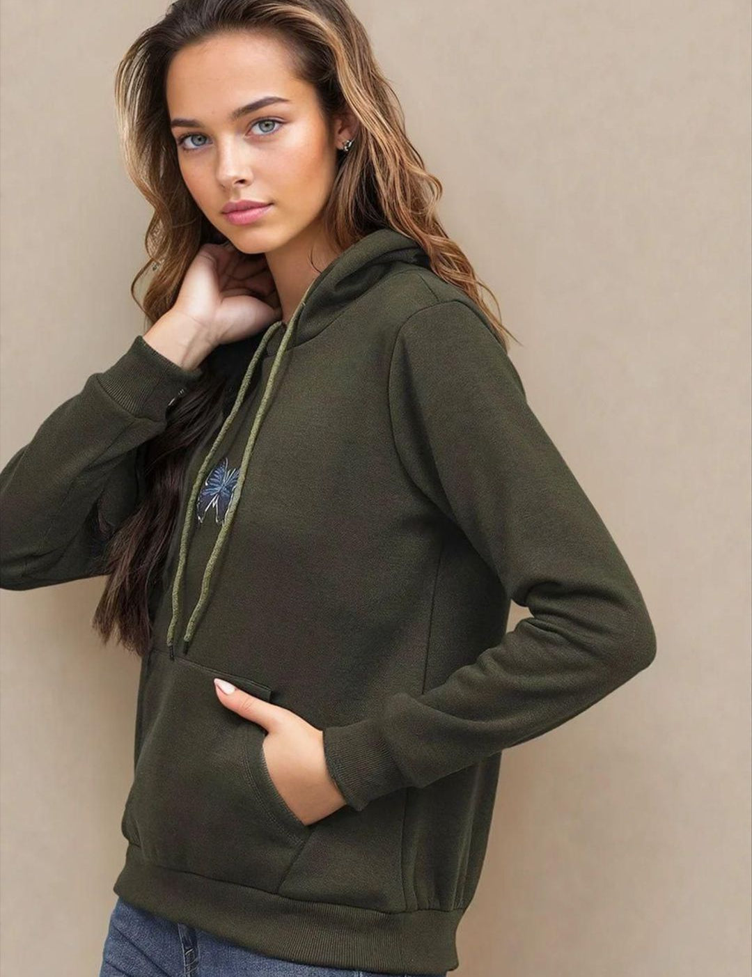 Kotty Women Printed Hooded Pullover Sweatshirt